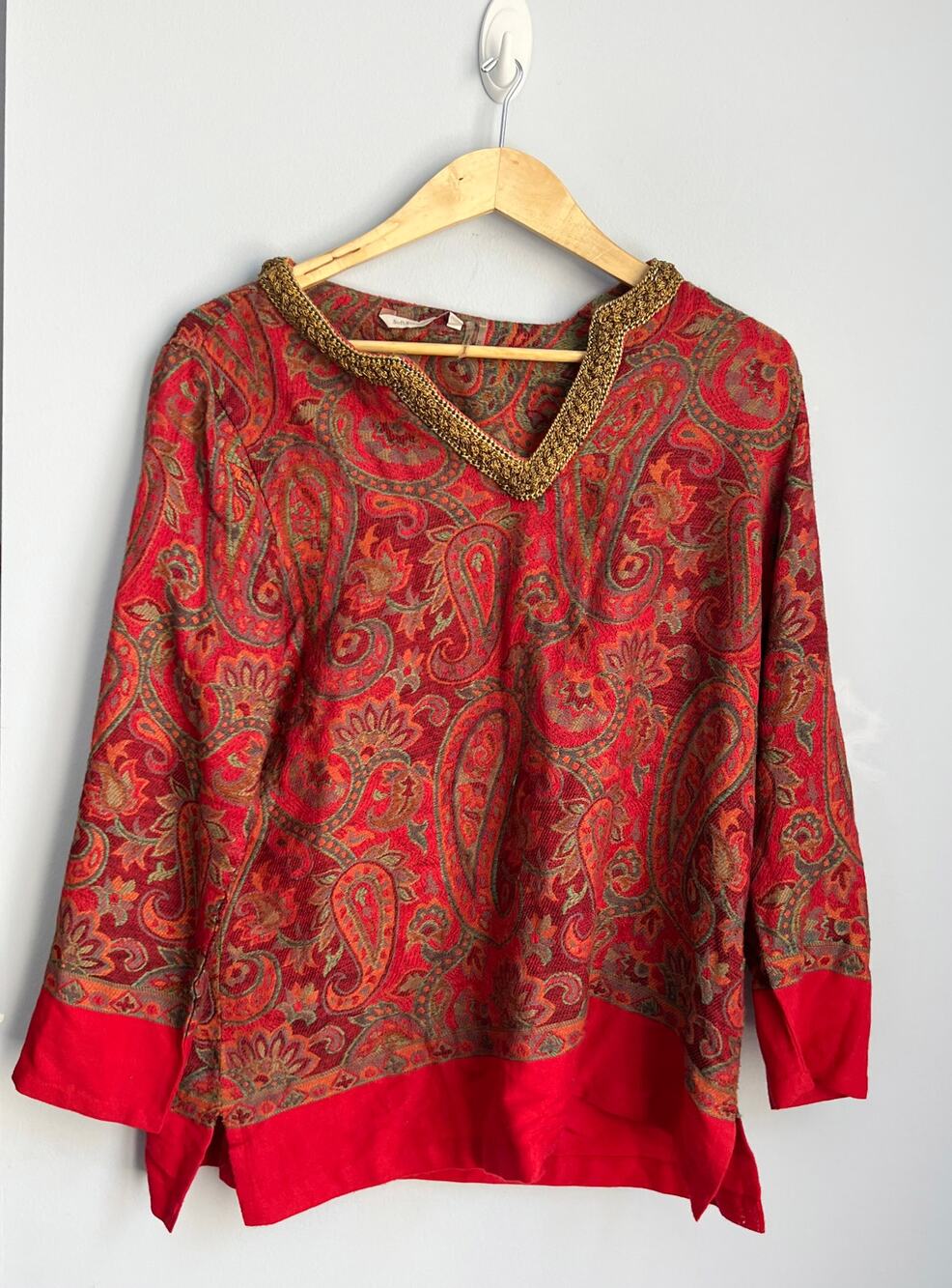 SOFT SURROUNDINGS sz M wool blend paisley caftan top EUC